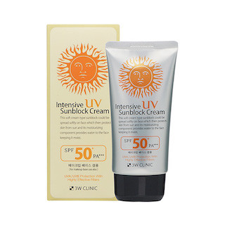 3W CLINIC Intensive UV Sunblock Cream SPF50+ PA+++ Интенсивный солнцезащитный крем для лица, 40 мл.