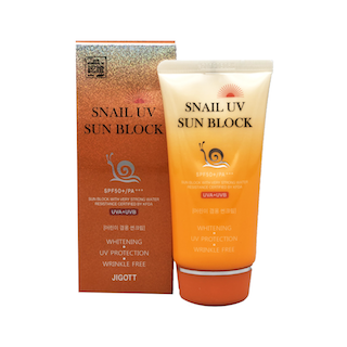 JIGOTT Snail Uv Sun Block Cream SPF50+/PA+++ Солнцезащитный крем с улиточным муцином, 70 мл.