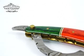 Опасная бритва DR-14350 (Orange/Green wood, Damascus steel)
