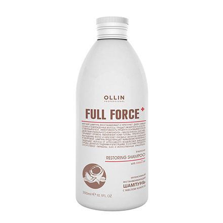OLLIN FULL FORCE Шампунь интенсивный восстанавливающий с маслом кокоса, 300 мл.
