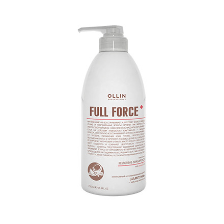 OLLIN FULL FORCE Шампунь интенсивный восстанавливающий с маслом кокоса, 750 мл.