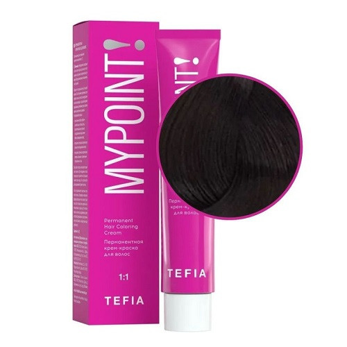 Tefia. Mypoint 3.0 темный брюнет натуральный Перманентная крем-краска для волос, 60 мл.
