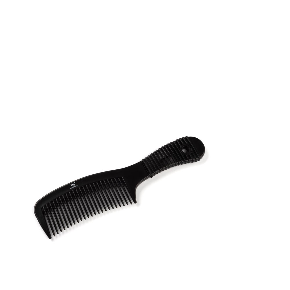 Расческа для волос TNL с рифленной ручкой, 192 мм, черная