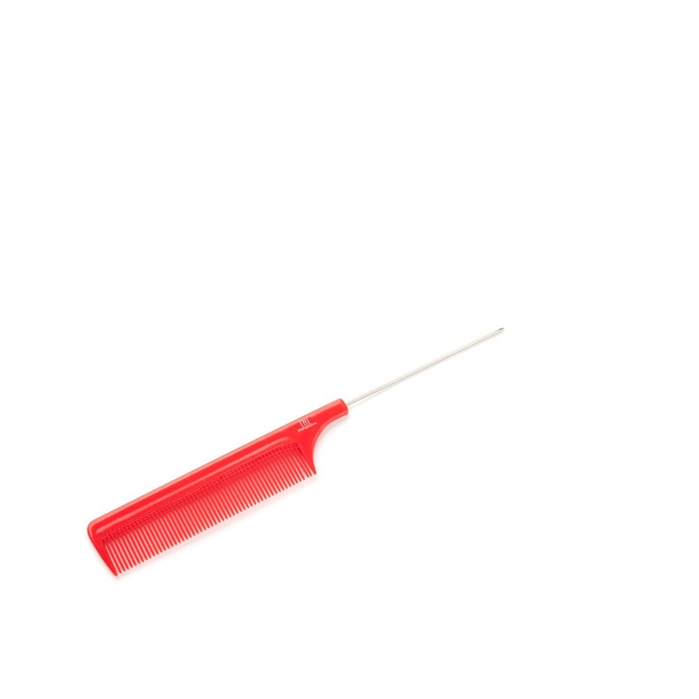 Расчёска для волос TNL с металлическим разделителем прядей, 210 мм, красная